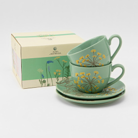 Кофейные пары "Color of Spring" 2 чашки 150 мл и 2 блюдца, зеленые