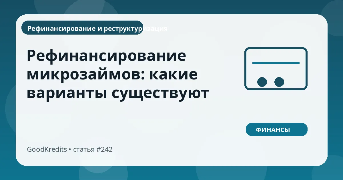 Рефинансирование микрозаймов: какие варианты существуют