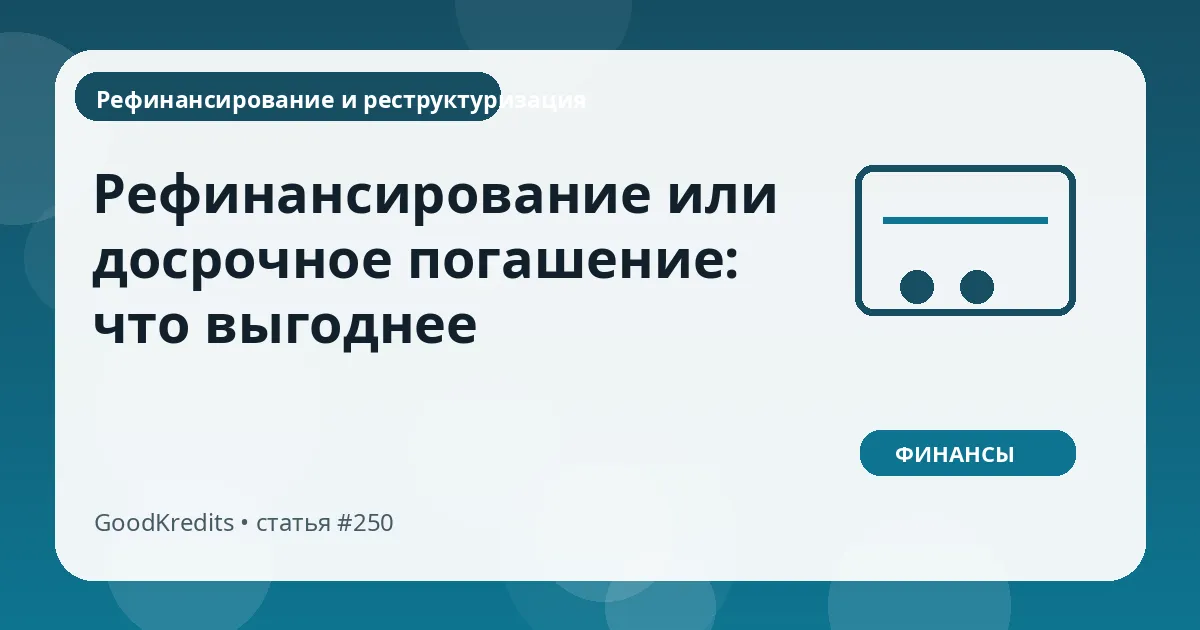 Рефинансирование или досрочное погашение: что выгоднее