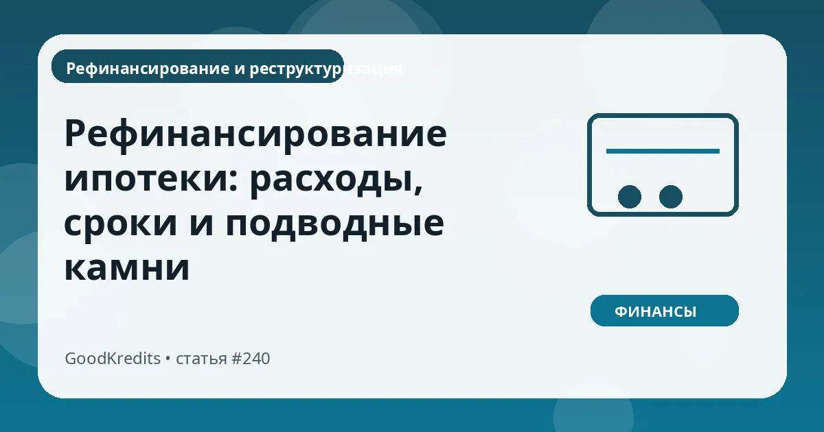 Рефинансирование ипотеки: расходы, сроки и подводные камни