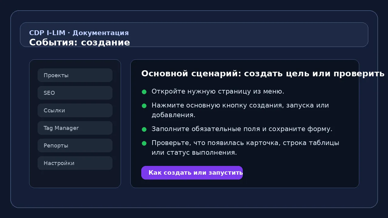 События: основное действие