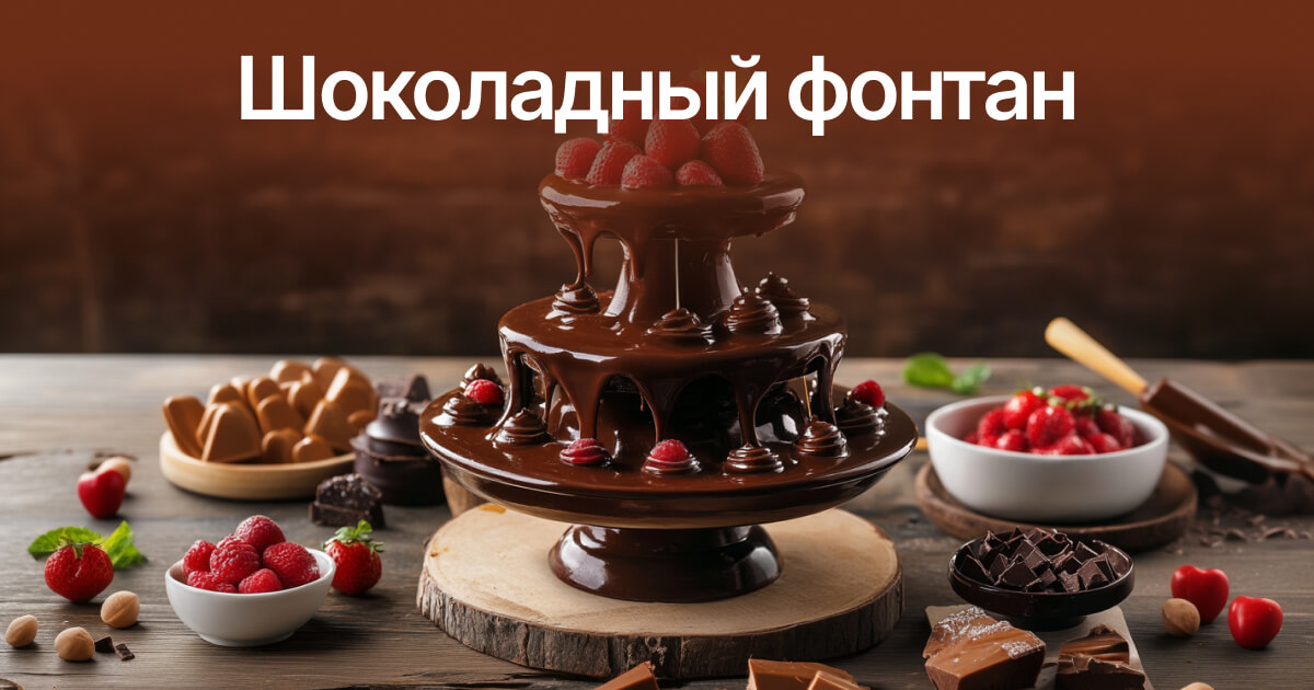 Шоколадный фонтан на заказ на праздник в Москве, аренда шоколадного фонтана
