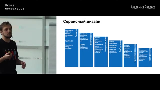 33:00 — Спикер частично находится за пределами кадра; справа виден слайд со ступенчатой