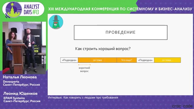 22:30 — На экране остаётся диаграмма построения хорошего вопроса с цветными сегментами; слева