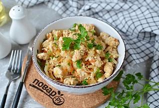 Капуста, тушеная с куриным фаршем