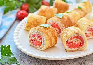 Блинные рулеты с рыбой
