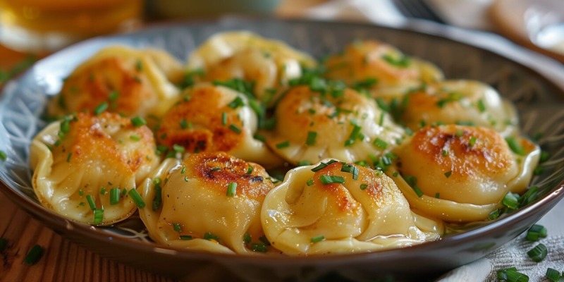 Жареные пельмени с сыром
