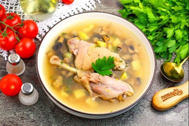 Куриный суп с шампиньонами