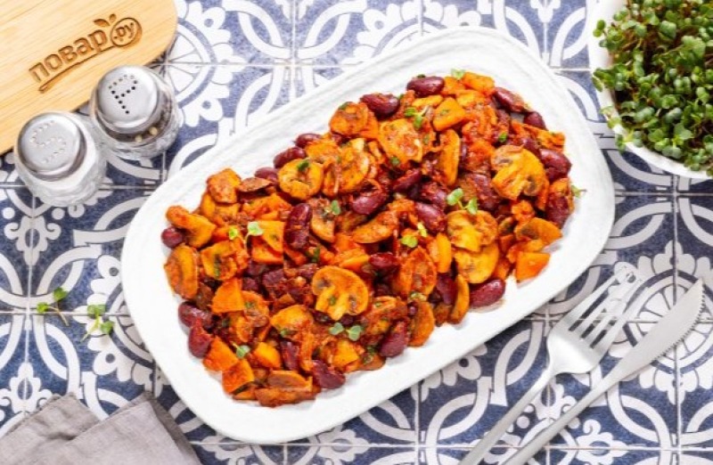 Фасоль с грибами