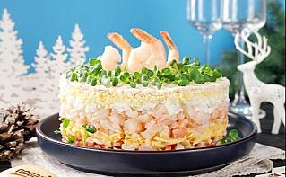 Салат слоеный с креветками