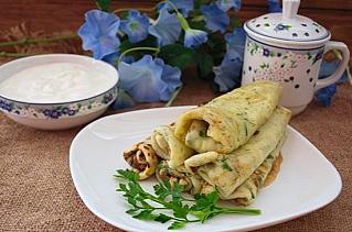 Сырные блины с зеленью