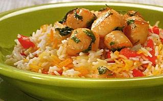 Жареные гребешки с рисом