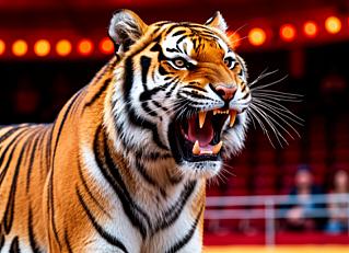 В Ростове тигр прыгнул с арены к зрителям