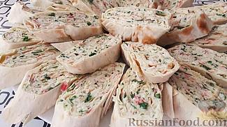 Рулеты из лаваша с крабовыми палочками