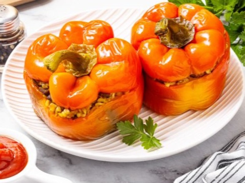 Перцы фаршированные булгуром и грибами