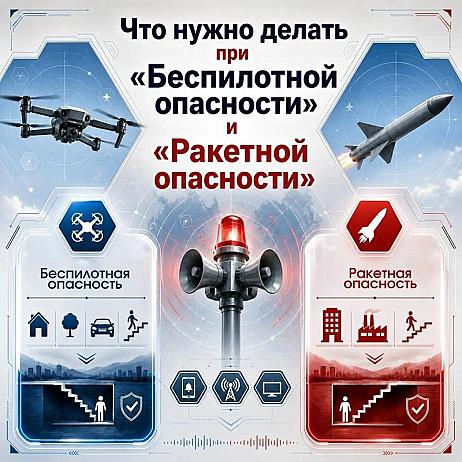 ️ Как действовать при объявлении режимов «Беспилотная опасность» и «Ракетная опасность»?