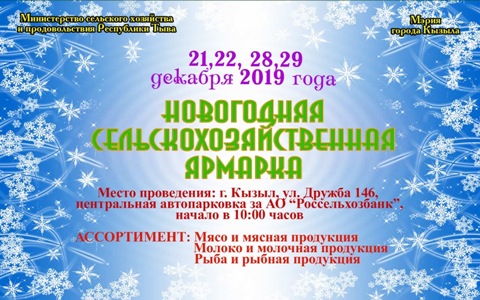 Поручение Главы Тувы: в Кызыле к новогодним праздникам развернут бесплатные торговые ряды для  местных товаропроизводителей