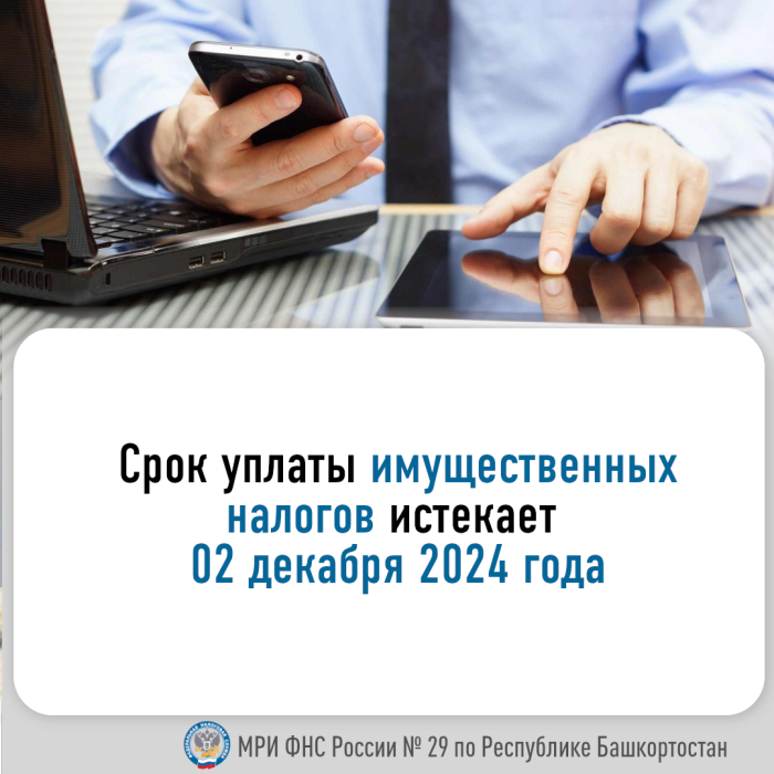 2 декабря истекает срок уплаты имущественных налогов и НДФЛ, не удержанного налоговым агентом за 2023 год.