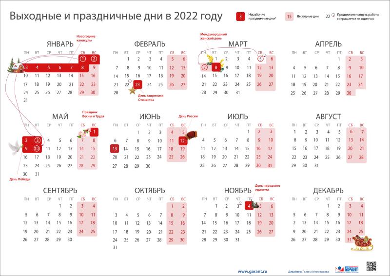 Праздничные выходные в 2022 году