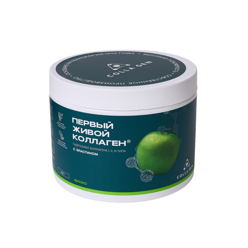 ЖИВОЙ КОЛЛАГЕН со вкусом ЯБЛОКО, с эластином, 500 г, курс на 1,5 месяца