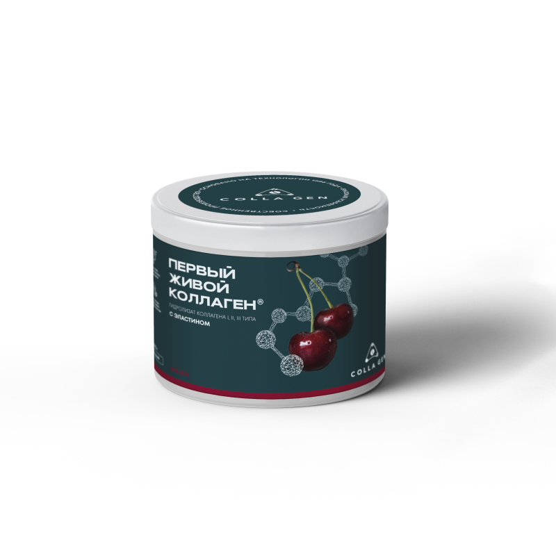 ЖИВОЙ КОЛЛАГЕН со вкусом ВИШНЯ, с эластином, 500 г, курс на 1,5 месяца