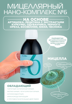 Мицеллярный нано-комплекс / Для очищения печени и кишечника, желчегонное действие, антиоксидант, антипаразитарное и противовоспалительное действие