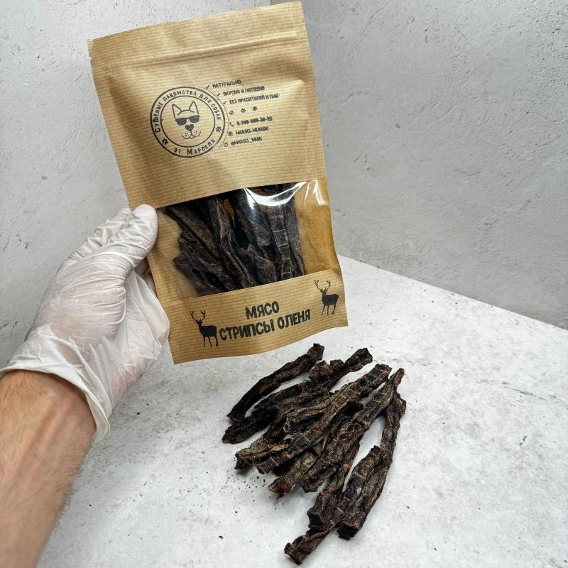 Мясные стрипсы оленя брусок 100гр.