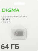 Digma USB Drive 64GB DRIVE2 DGFUM064A20SR USB2.0 серебристый (1880829) 