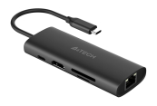 Разветвитель USB-C A4Tech DST-80C 2порт. серый 