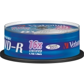 Verbatim  Диск DVD-R  4,7Gb 16x Cake Box Printable (25шт) (43538) 