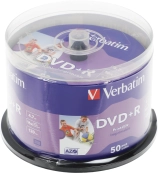 Verbatim  Диски DVD+R  4.7Gb 16-х, Wide Photo InkJet Printable,  50 шт, Cake Box (43512 ) 