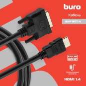 Кабель аудио-видео Buro HDMI (m), DVI-D (Dual Link) (m) 1.8м.Позолоченные контакты черный (BHP RET HDMI_DVI18) 