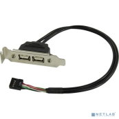 ORIENT C026, Планка портов в корпус 2xUSB 2.0, Low Profile, длина кабеля 30см, oem (30826) 