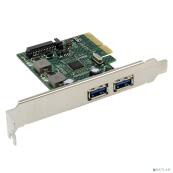 ORIENT AM-U3142PE-2A, Контроллер PCI-Ex4 v3.0, USB 3.2 Gen2, 2-port ext Type-A, ASM3142 chipset, разъем доп.питания, в комплекте LP планка крепления (31272) 