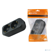 TDM SQ1806-0115 Колодка розеточная 2 гнезда 2П+З 16А 250В черная  