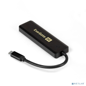 Exegate EX293986RUS USB-Хаб (концентратор) ExeGate DUB-4CP/1 (кабель-адаптер USB Type C --&gt; 4xUSB3.0, Plug&amp;Play, черный) 