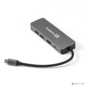 Exegate EX293982RUS Док-станция ExeGate DUB-21C/PD/HL (кабель-адаптер USB Type-C --&gt; 2xUSB3.0 + PD 100W + HDMI 4K@60Hz + Lan RJ45 10/100/1000Mb, Plug&amp;Play, серая) 