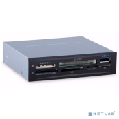 Exegate EX293028RUS Картридер USB3.0  &lt;CR-611U3&gt; (внутренний, 3.5&quot;, мультиформатный: SD/SDHC/SDXC/MMC/microSD/T-Flash/CF/MS/MS micro/XD, 1 доп.порт USB3.0, черный, металл) 