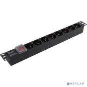 Exegate EX280840RUS Блок розеток ExeGate ServerPro PDU-19H801 Al-8S-C14-SW, 19&quot;, 1U, Алюм., 8Schuko, С14 