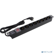 Exegate EX280842RUS Блок розеток ExeGate ServerPro PDU-19H803 Al-8S-EU2-SW, 19&quot;,1U,алюм, 8Schuko, евровилка, 2м 