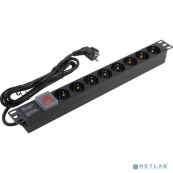 Exegate EX280843RUS Блок розеток ExeGate ServerPro PDU-19H804 Al-8S-EU2.5-SW, 19&quot;,1U,алюм, 8Schuko, евровилка, 2.5м 