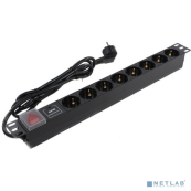 Exegate EX280846RUS Блок розеток ExeGate ServerPro PDU-19H807 Al-8S-EU2-SW-SPD1, 19&quot;,1U,алюм, 8Sch, евровилка, 2м, SPD1 