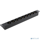 Exegate EX280847RUS Блок розеток ExeGate ServerPro PDU-19H901 Al-9S-C14, 19&quot;,1U,алюм, 9Schuko, С14 