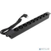 Exegate EX280849RUS Блок розеток ExeGate ServerPro PDU-19H903 Al-9S-EU2, 19&quot;,1U,алюм, 9Schuko, евровилка, 2м 