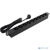 Exegate EX280851RUS Блок розеток ExeGate ServerPro PDU-19H905 Al-9S-EU3, 19&quot;,1U,алюм, 9Schuko, евровилка, 3м 