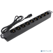 Exegate EX280852RUS Блок розеток ExeGate ServerPro PDU-19H906 Al-9S-C14-2.5, 19&quot;,1U,алюм, 9Schuko, кабель с C14 2.5м 