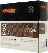 Hyperline COAX-RG6-100 кабель коаксиальный RG-6, 75 Ом (ТВ, SAT, CATV), жила - 18 AWG (1.02 mm, омедненная сталь), общий диаметр 6.9мм, PVC, черный (бухта 100 м) 