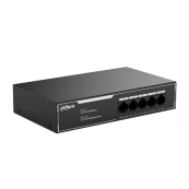 DAHUA DH-SG1005LP 5-портовый гигабитный неуправляемый коммутатор c PoE, 4xRJ45 1Gb PoE, 1xRJ45 1Gb uplink, суммарно 36Вт, коммутация 10 Гбит/с, MAC-таблица 2K, металл