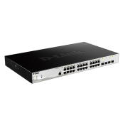 D-Link DGS-1210-28MP/ME/B1A PROJ Управляемый коммутатор 2 уровня с 24 портами 10/100/1000Base-T и 4 портами 1000Base-X SFP (24 порта с поддержкой PoE 802.3af/802.3at (30 Вт), PoE-бюджет 370 Вт)