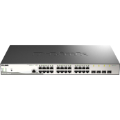 D-Link DGS-1210-28MP/ME/B2A PROJ Управляемый L2 коммутатор с 24 портами 10/100/1000Base-T и 4 портами 1000Base-X SFP (24 порта PoE 802.3af/at, PoE-бюджет 370 Вт)